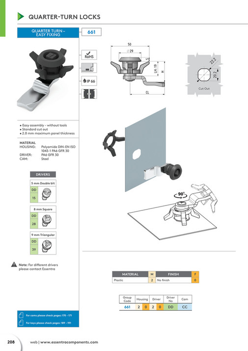 Triangular Polyamide Lock Essentra Components | e-Catalogue | Access Solutions - Sayfa 212-213